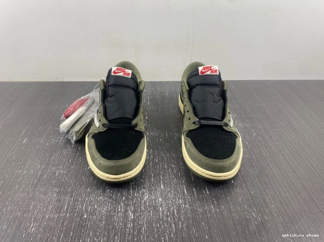 Rep SCOTT 1 X LOW DM7866-002 JORDAN TRAVIS OLIVE' SP 'BLACK OG AIR 0728